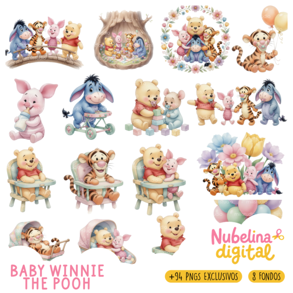 🍯 Kit Digital Baby Winnie The Pooh 🧸✨