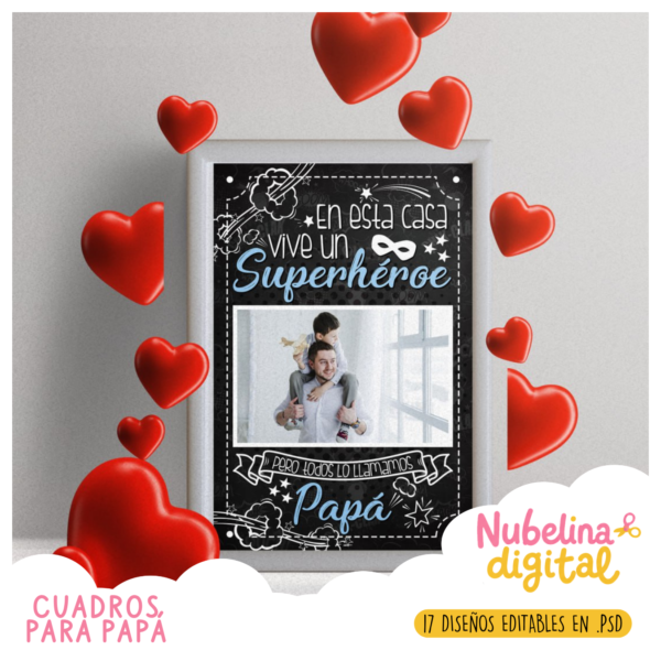 20 🖼️ Cuadros Día del Padre – Editable Photoshop 👔💙
