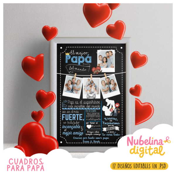 21 🖼️ Cuadros Día del Padre – Editable Photoshop 👔💙