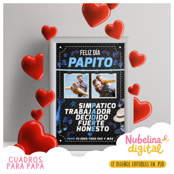 24 🖼️ Cuadros Día del Padre – Editable Photoshop 👔💙