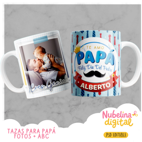 ☕ Tazas para Papá – Editables PSD 💙👔