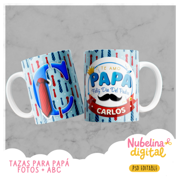 ☕ Tazas para Papá – Editables PSD 💙👔