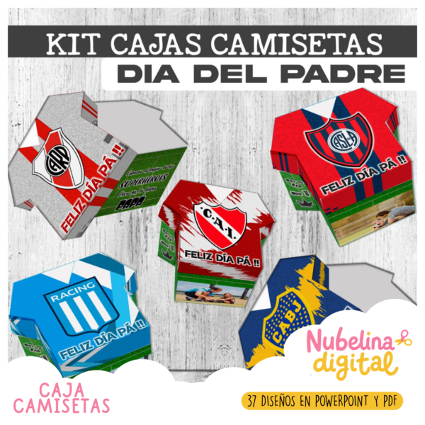 👕 Cajas Camisetas Día del Padre – Kit Editable ⚽💙