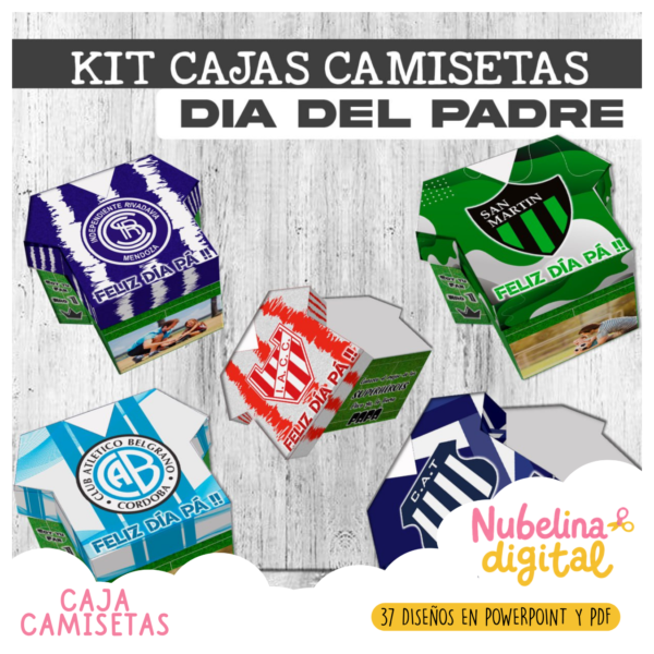 👕 Cajas Camisetas Día del Padre – Kit Editable ⚽💙