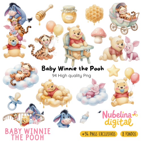 🍯 Kit Digital Baby Winnie The Pooh 🧸✨