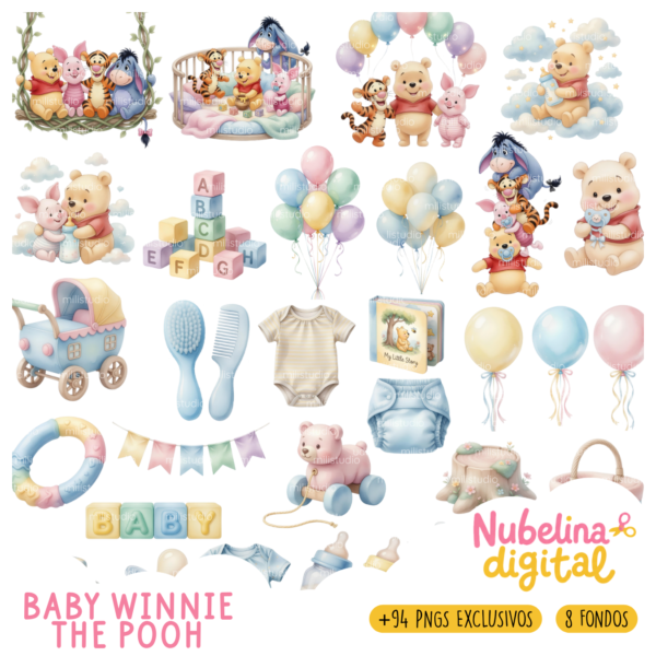 🍯 Kit Digital Baby Winnie The Pooh 🧸✨