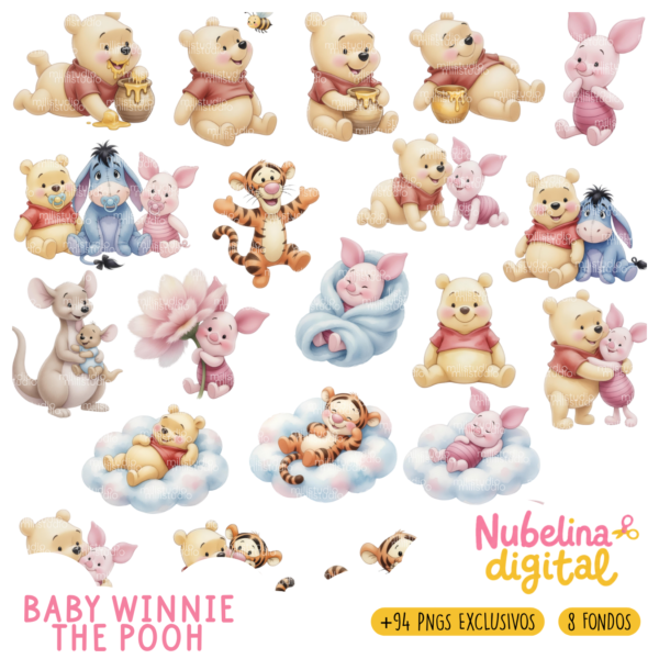 🍯 Kit Digital Baby Winnie The Pooh 🧸✨