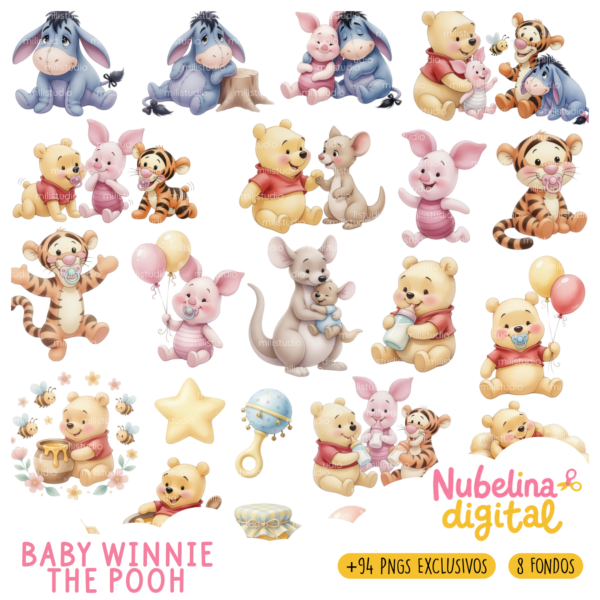 🍯 Kit Digital Baby Winnie The Pooh 🧸✨