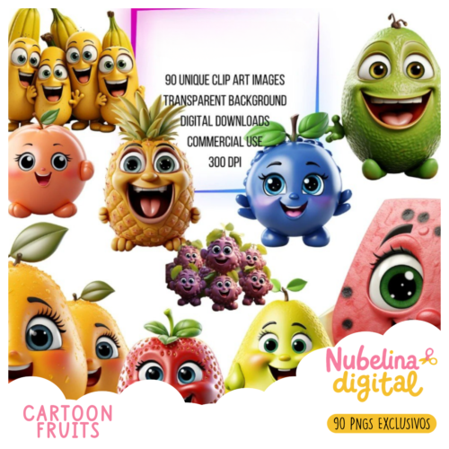 mockup kit digitales 🍓🍍 Kit Digital Cartoon Fruits 🍉✨
